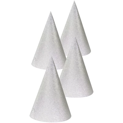 Ezüst Csillogó Party Kalapok - 16 cm