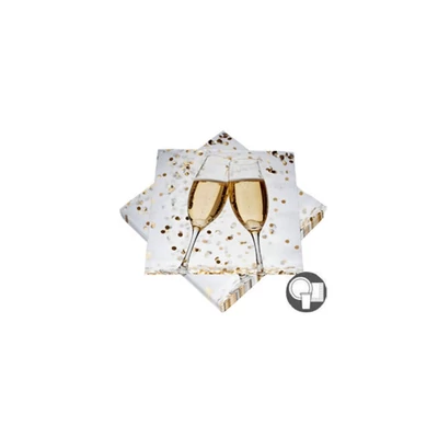 Szalvéta 20 darabos , Pezsgős , motívummal, 3 rétegű, 33x33cm,