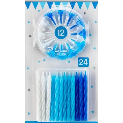 Tortagyertya - fiús színek, 24 darabos, tartóval