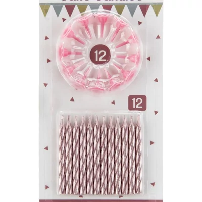 Tortagyertya - 12 darab rose gold szálgyertya tartóval