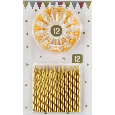 Tortagyertya - 12 darab arany szálgyertya tartóval