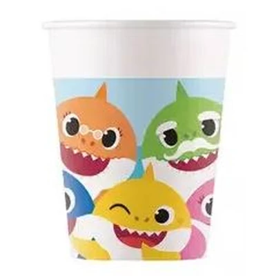 Baby Shark Fun in the Sun papír pohár, 8 db-os, 200 ml