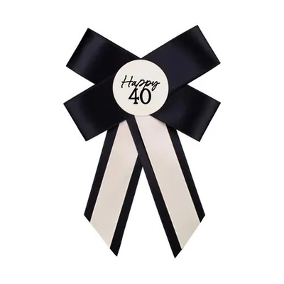 Masnis kitűző - Happy 40, fekete-fehér 11x17cm