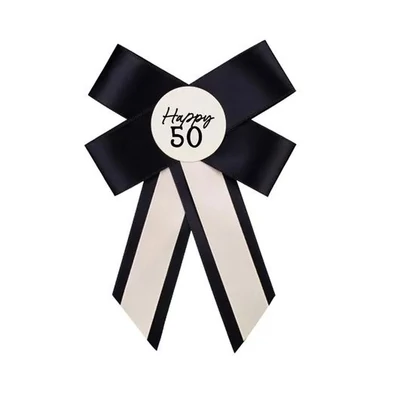 Masnis kitűző - Happy 50, fekete-fehér