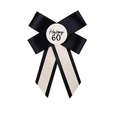 Masnis kitűző - Happy 60, fekete-fehér