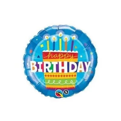 18 inch-es Birthday Cake Blue Szülinapi Fólia Lufi