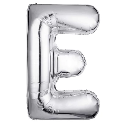 Fólia lufi - Nagy Ezüst "E" betű, 40"-es, 102 cm