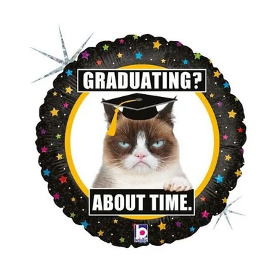Fólia lufi - Grumpy Cat Graduation Holo, 46 cm