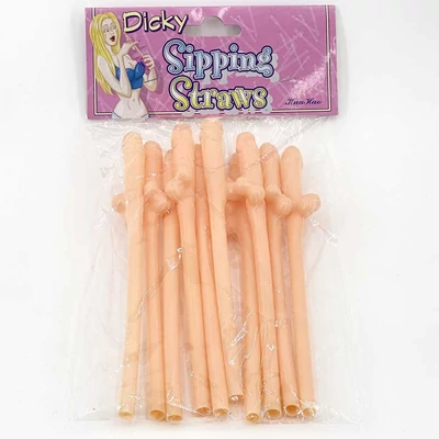 Pénisz alakú partyszívószál 10db-os