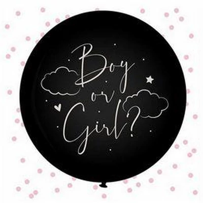 24 inch-es Boy or Girl Feliratú Lufi Pink Konfettivel Töltve Babaváró Bulira