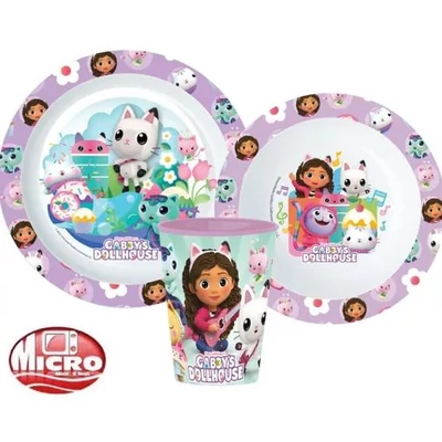 Gabi babaháza Kitty Magic étkészlet, micro műanyag szett, pohárral 260 ml