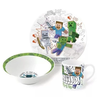 Minecraft Explore More porcelán étkészlet Díszdobozban