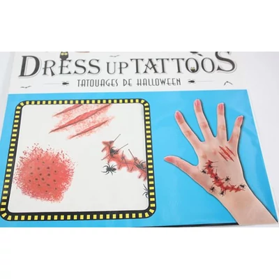 Halloween tetoválás, sebhely, bogarakkal