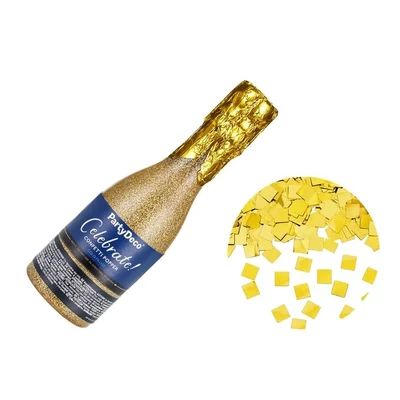 Pezsgős konfetti ágyú, arany, 20,5 cm