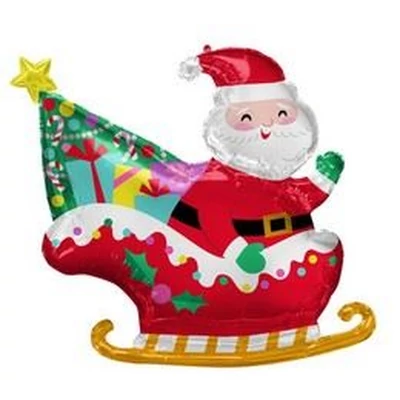 Mikulás Szánon Super Shape Fólia Lufi Karácsonyra