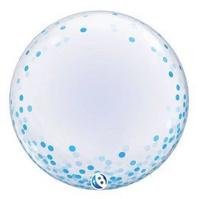 24 inch-es Kék Konfetti Pöttyös Mintás - Blue Confetti Dots Deco Bubbles Lufi