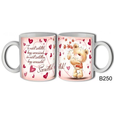 Bögre - Szerelmes maci virággal