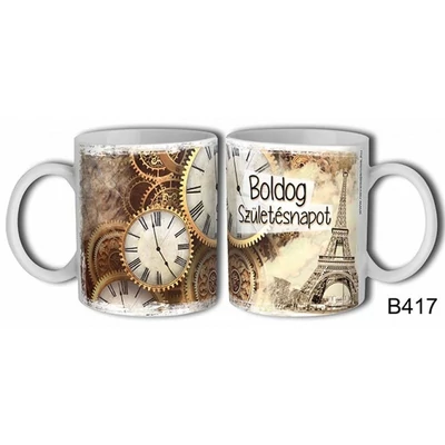 Bögre 3 dl - Órás Boldog Szülinapot – Születésnapi bögre – Születésnapi ajándék