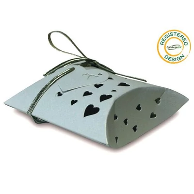 Papírdoboz - Ezüst színű, Szívecskékkel