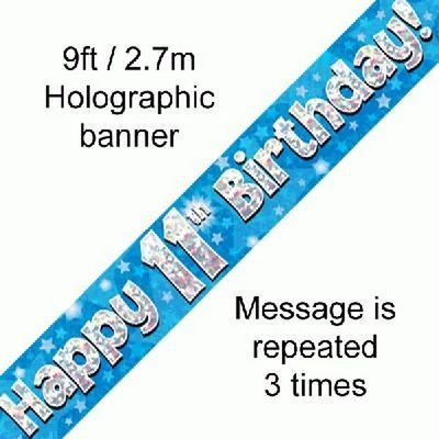 Banner - Kék - 11th Birthday Felirat