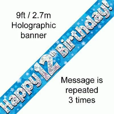 Banner - Kék - 12th Birthday Felirat