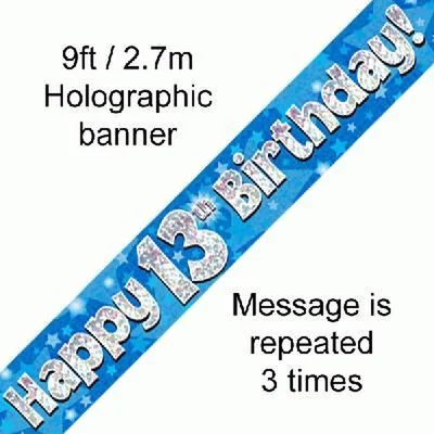 Banner - Kék - 13th Birthday Felirat