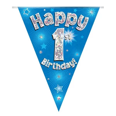 Zászlófüzér - Kék 01th Happy Birthday - 3,9 méter