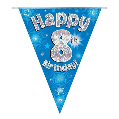 Zászlófüzér - Kék 08th Happy Birthday - 3,9 méter
