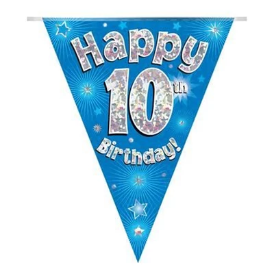 Zászlófüzér - Kék 10th Happy Birthday - 3,9 méter