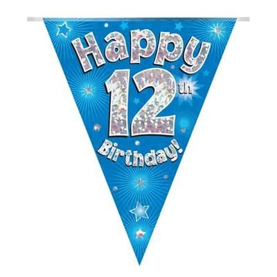 Zászlófüzér - Kék 12th Happy Birthday - 3,9 méter