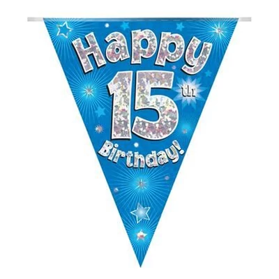 Zászlófüzér - Kék 15th Happy Birthday - 3,9 méter