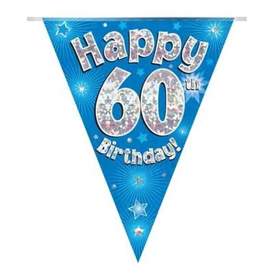 Zászlófüzér - Kék 60th Happy Birthday - 3,9 méter