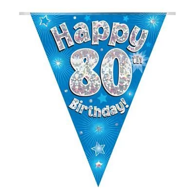 Zászlófüzér - Kék 80th Happy Birthday - 3,9 méter