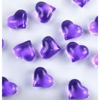 Lila Szív Alakú Kristály hatású Dekorkő - 30 db-os