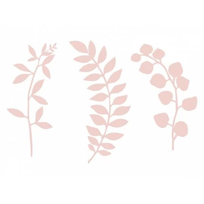 Faág dekoráció - Levelekkel, Rózsaszín