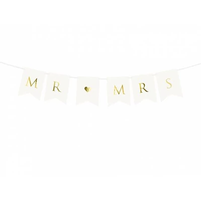 MR & MRS - fehér, arany - Banner