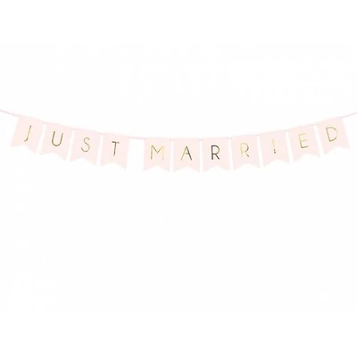 Just Married - Rózsaszín, Arany - Banner
