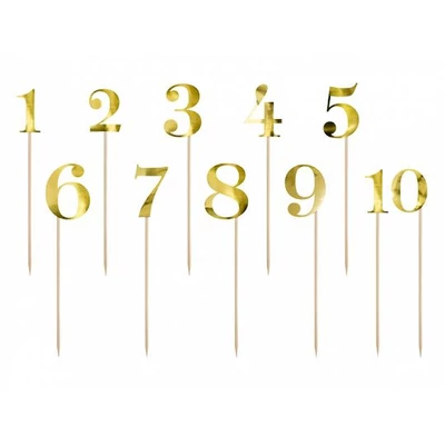Asztalszámok, 1-10ig, arany