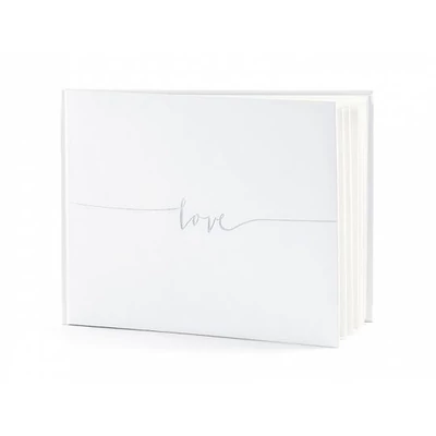 Vendégkönyv - Fehér, Ezüst love felirattal