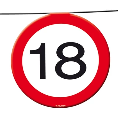 18. születésnapi közlekedési tábla girland - 12 m