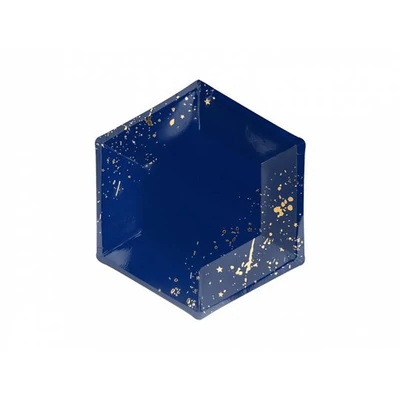 Tányér - Papír Hatszög alakú, Sötétkék, 6db