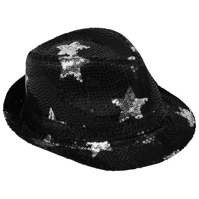 Kalap Flitteres Csillagos - Fekete/Ezüst