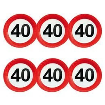 Papírtányér - Sebességkorlátozó 40-es, 6db