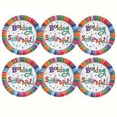 Papírtányér - Boldog Szülinapot, Radiant, 6db