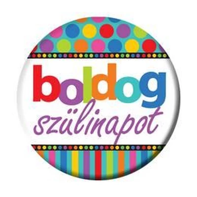 Kitűző - Boldog szülinapot, Színes mintás