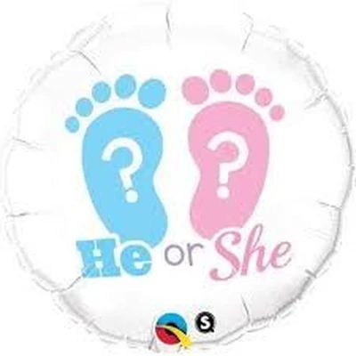 Fólia Lufi - 18"-es Babaváró He or She? Footprints Léggömb