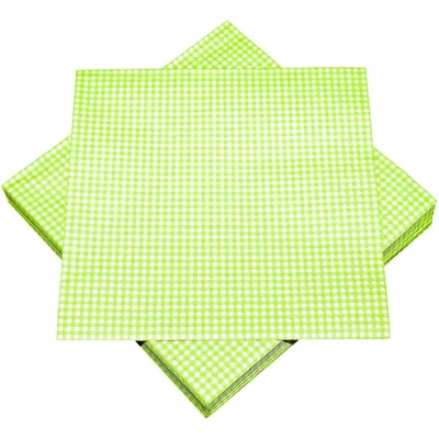 Szalvéta - Apró kockás, Fehér/Zöld, 20db