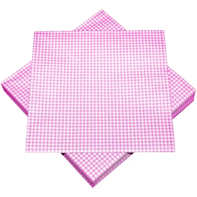 Szalvéta - Apró kockás, Fehér/Pink, 20db