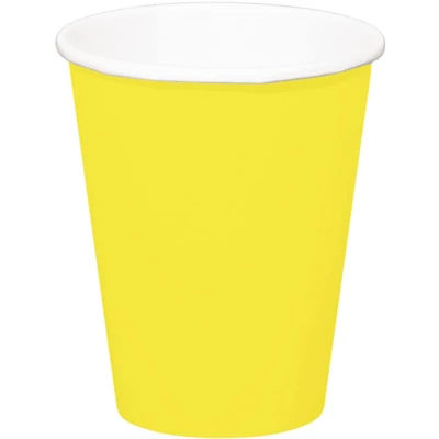 Papírpohár - Citromsárga, 8db