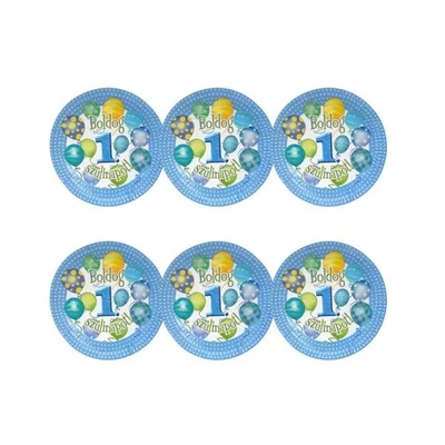 Papírtányér - 1. szülinapra, Lufis, Kék